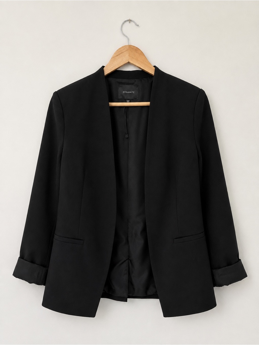 Dynamite Black Open Front Blazer Size L